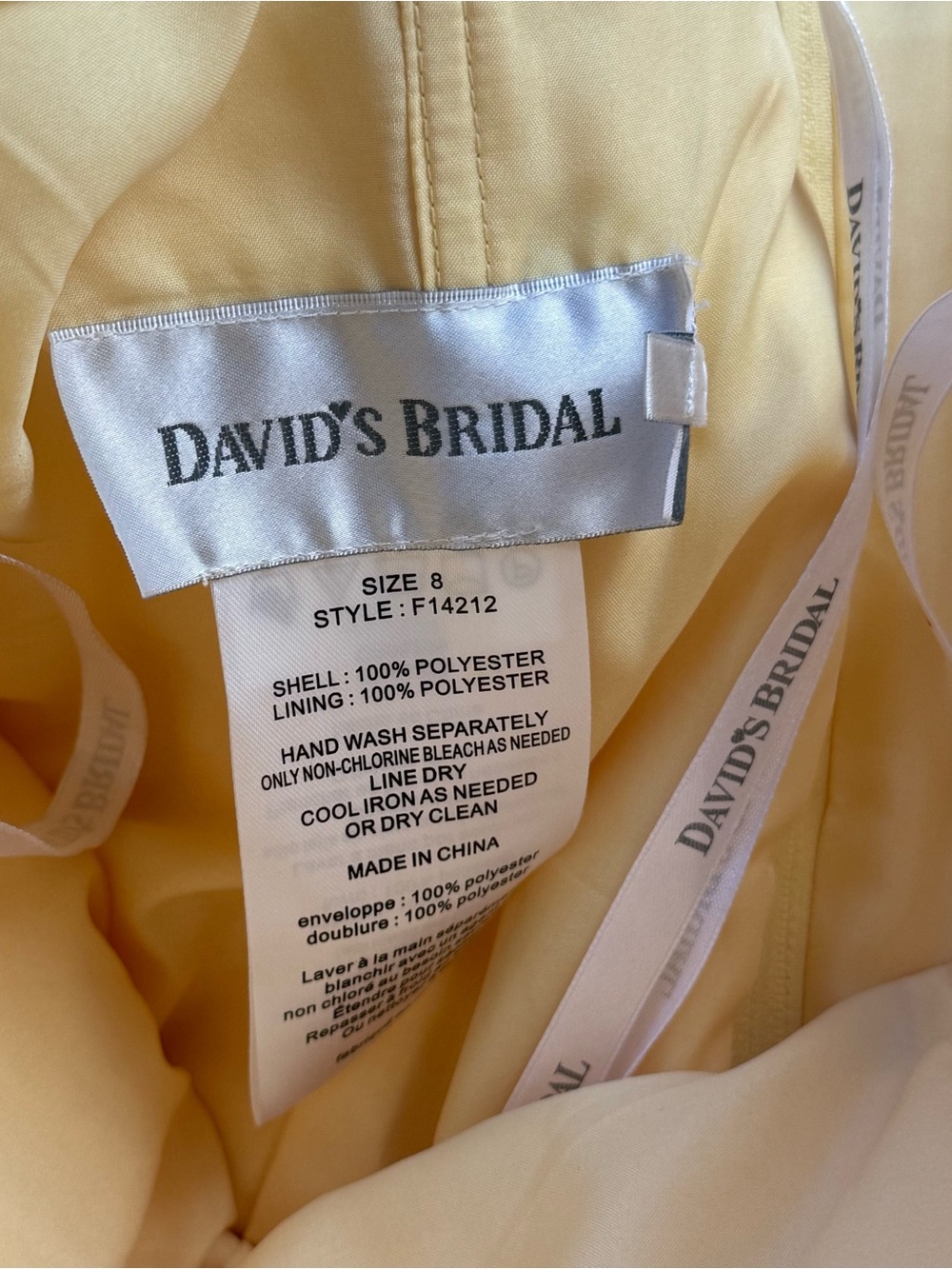 David’s Bridal Strapless Satin Ruched Mini Dress Butter Yellow Wedding Guest 8 - Picture 4 of 8